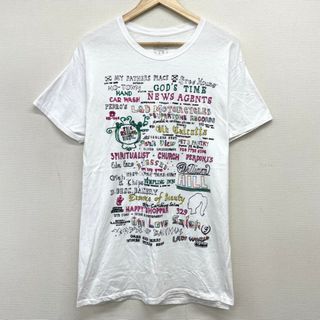 US古着 グラフィック文字 刺繍デザイン Tシャツ 半袖 サイズ：メンズ L ホワイト【中古】(Tシャツ/カットソー(半袖/袖なし))