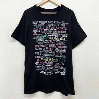 US古着 グラフィック文字 刺繍デザイン Tシャツ 半袖 サイズ：メンズ XL ビッグサイズ ブラック【中古】(Tシャツ/カットソー(半袖/袖なし))