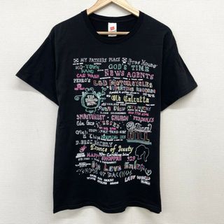 US古着 グラフィック文字 刺繍デザイン Tシャツ 半袖 サイズ：メンズ L ブラック【中古】(Tシャツ/カットソー(半袖/袖なし))