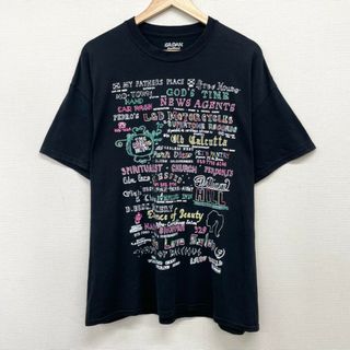 US古着 グラフィック文字 刺繍デザイン Tシャツ 半袖 サイズ：メンズ XL ビッグサイズ ブラック【中古】(Tシャツ/カットソー(半袖/袖なし))