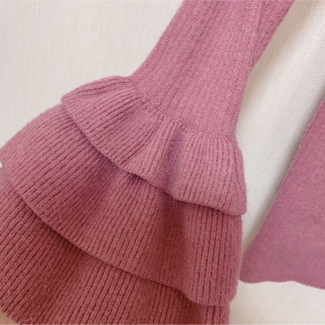 OLIVEdesOLIVE(オリーブデオリーブ)の【秋冬商品】ピンク 袖フリルニット レディースのトップス(ニット/セーター)の商品写真