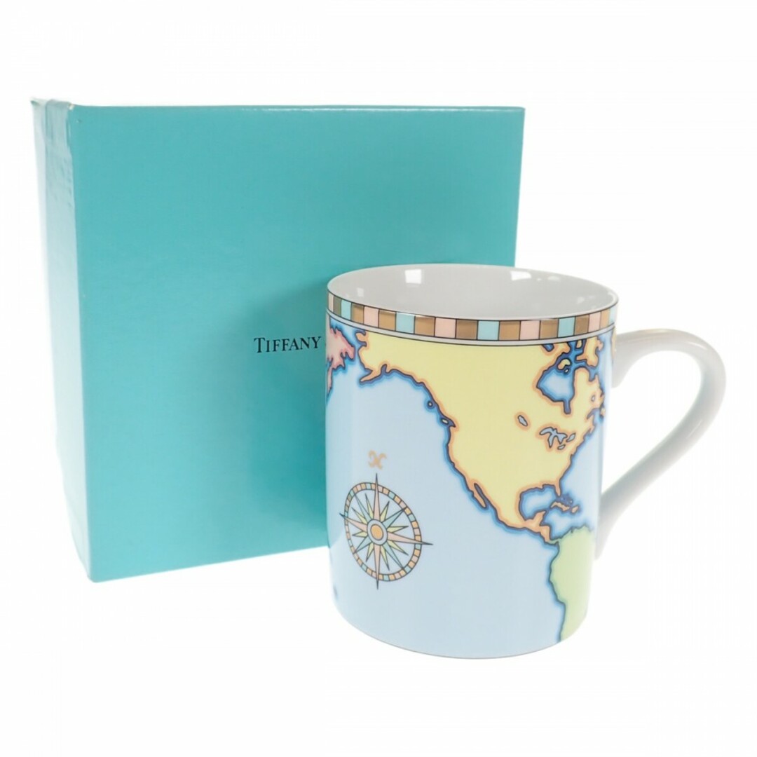 【中古】【SAランク】Tiffany＆Co. ティファニー 世界地図 ワールドマップ マグカップ 食器 マルチカラー ボーンチャイナ【ISEYA】 インテリア/住まい/日用品のキッチン/食器(その他)の商品写真