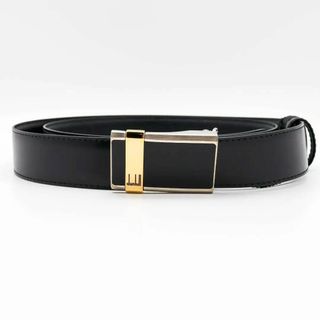 一点物》dunhill ベルト ブラック 本革 ロゴバックル シンプル-