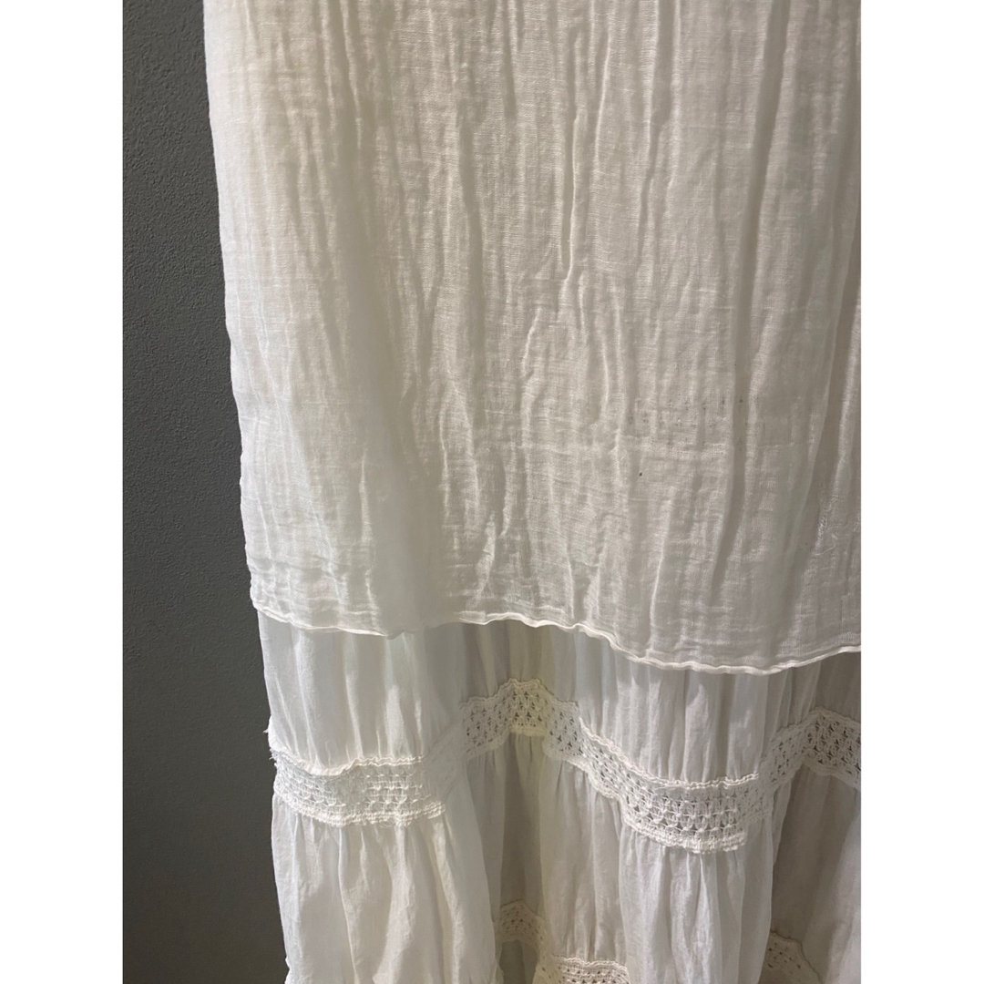 ビンテージ 80s ホワイト 単色 スパンコール ロングスカート 希少美品