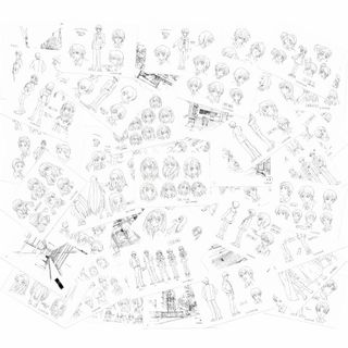 涼宮ハルヒの憂鬱 設定資料 制作資料 【77枚】(キャラクターグッズ)