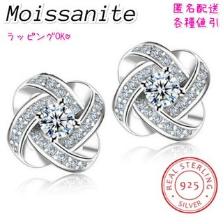 iピアス♪レディース　モアサナイト　人気　シンプル　S925　花　プラチナ18k(ピアス)