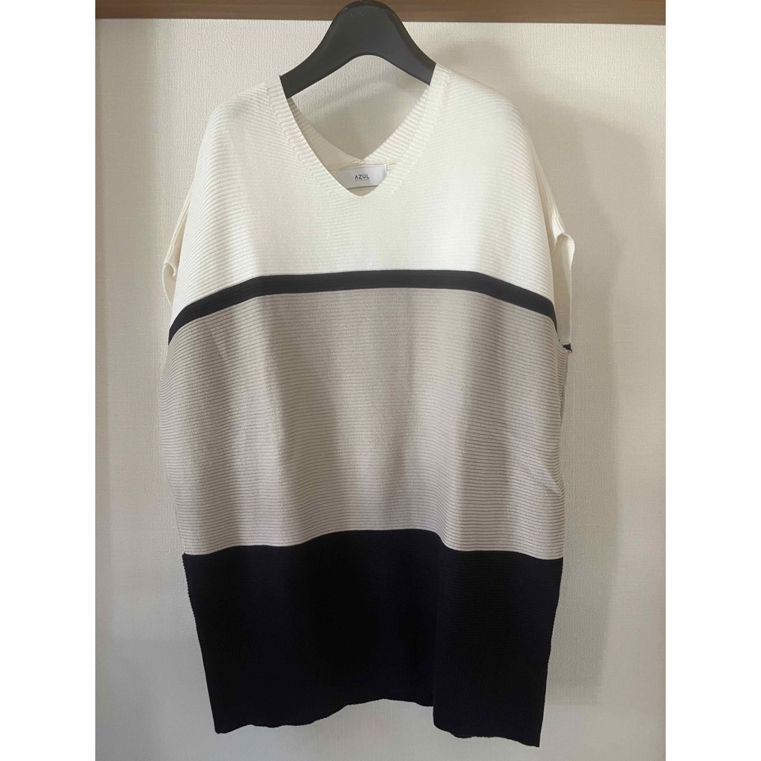 AZUL by moussy(アズールバイマウジー)のアズールバイマウジー✨ LOOSE PANEL KNIT TOP レディースのトップス(カットソー(半袖/袖なし))の商品写真