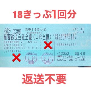 ジェイアール(JR)の青春18きっぷ　残り1回(鉄道乗車券)