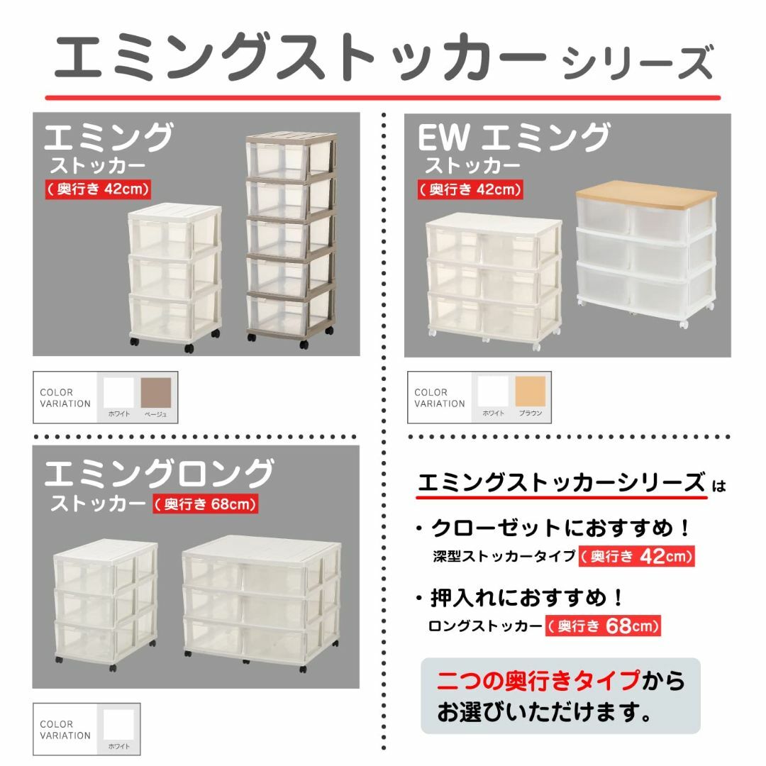 【色: 6)ベージュ】JEJアステージ 収納チェスト エミング 深型ストッカー5