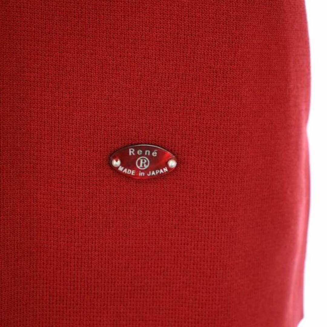 ルネ Rene 21年製 ニット セーター 半袖 ロゴプレート 34 XS 赤