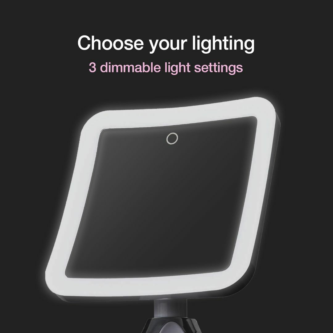 Fancii 10倍拡大鏡 LED化粧鏡 3色調光 吸盤ロック付き USB対応