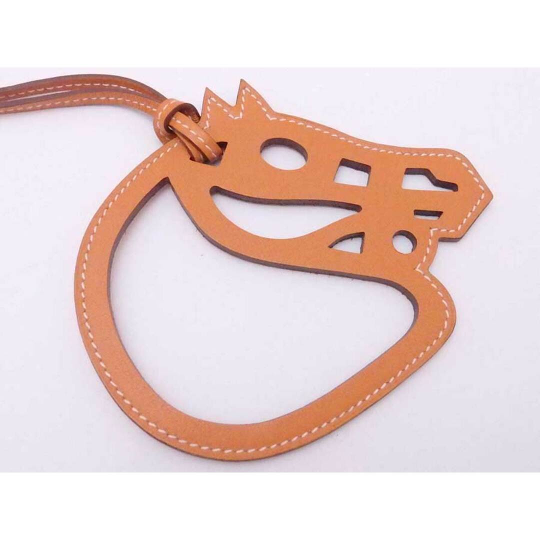 エルメス HERMES チャーム パドック シュバル レザー オレンジ ユニ
