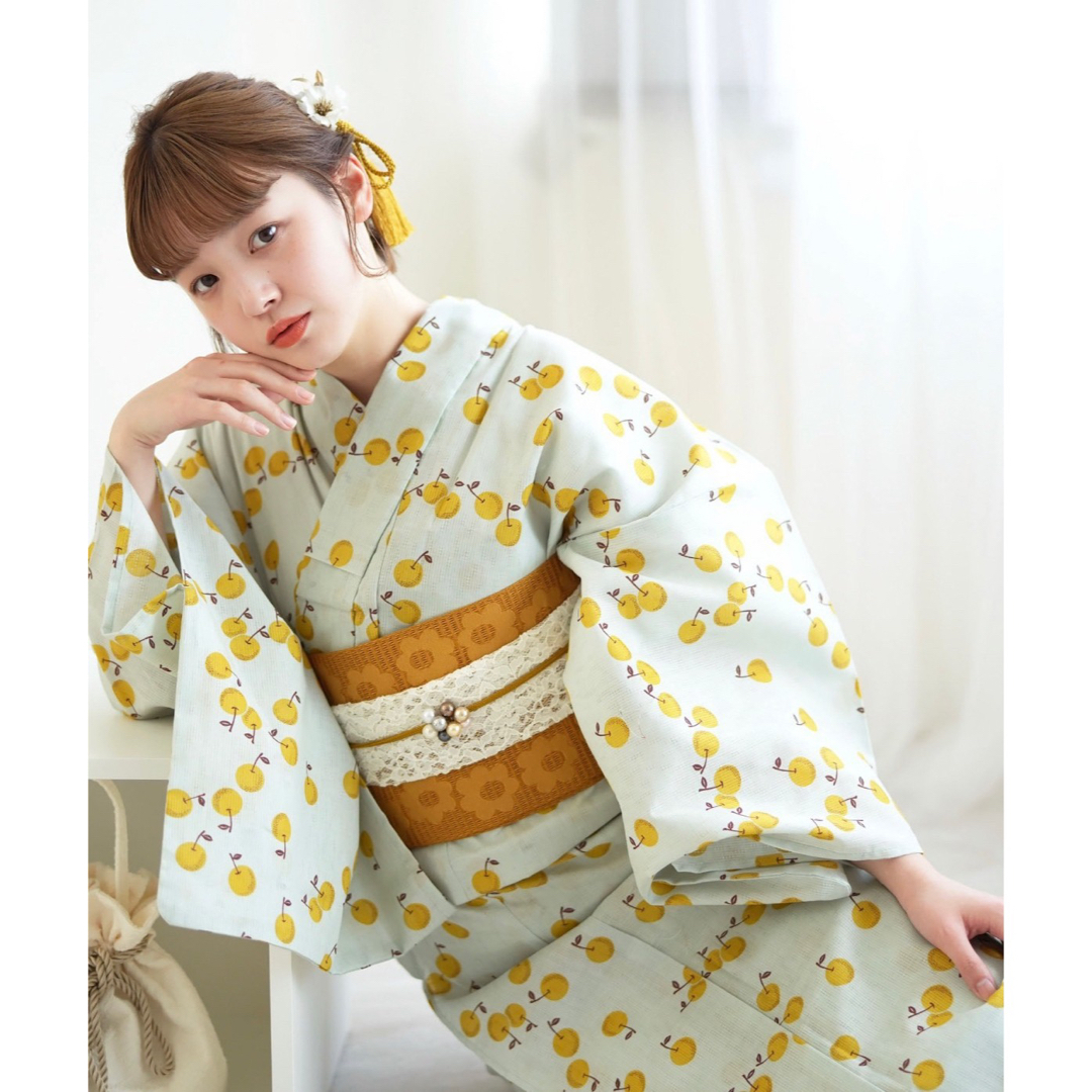 新品【ラプソディー×マスタード】ニコアンティーク 帯単品 浴衣帯 半幅