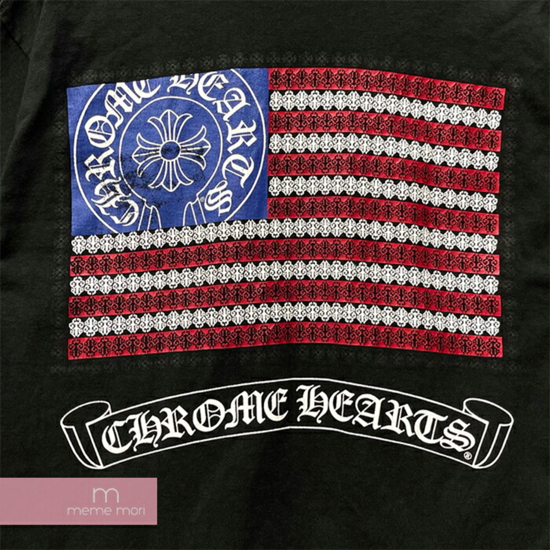 CHROME HEARTS American Flag Tee クロムハーツ アメリカンフラッグTシャツ 半袖カットソー 胸ポケット 星条旗 ホースシュープリント ブラック サイズM【230810】【-B】【me04】