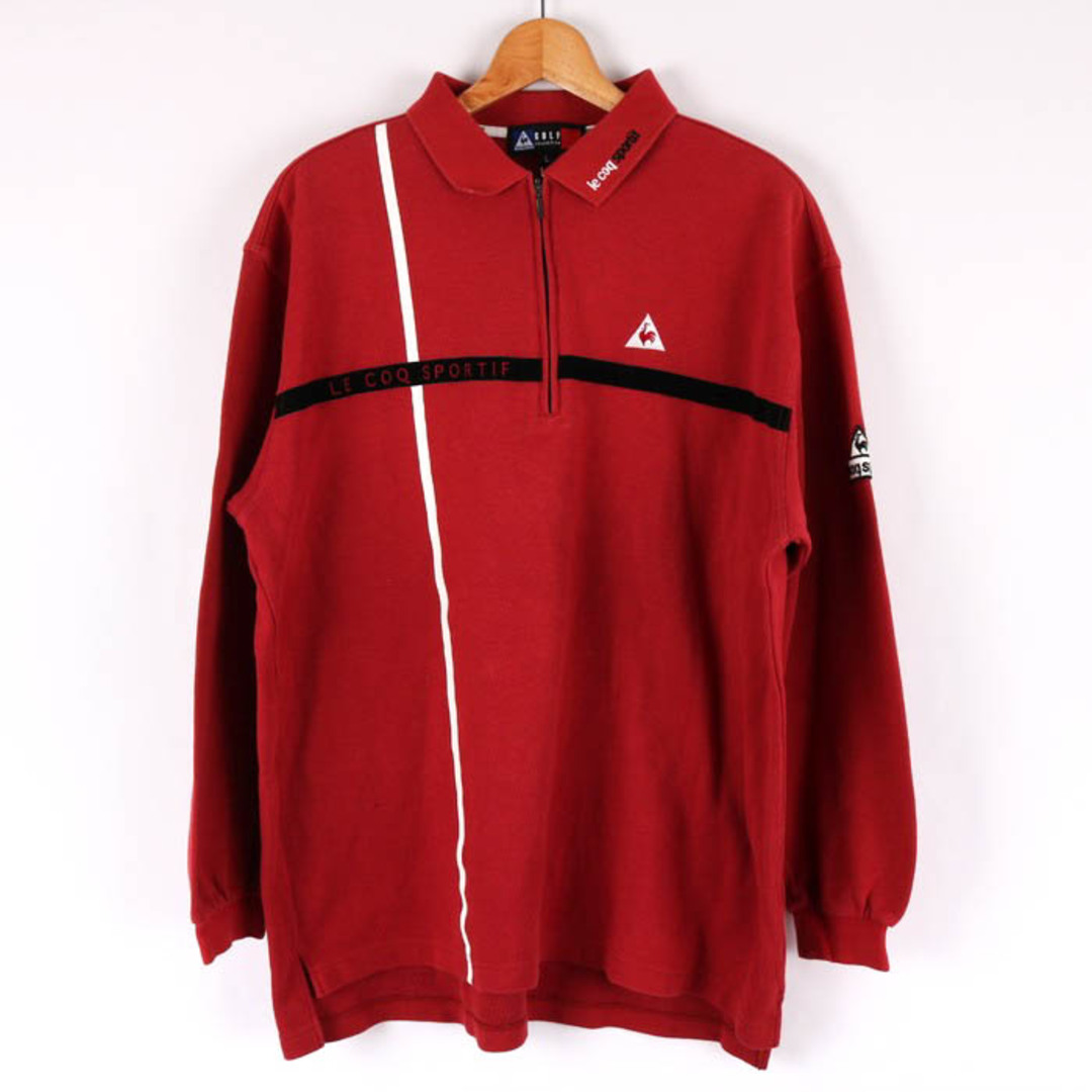 le coq sportif(ルコックスポルティフ)のルコックスポルティフ 長袖ポロシャツ ハーフジップ ゴルフウェア トップス 日本製 メンズ Lサイズ ワインレッド le coq sportif メンズのトップス(ポロシャツ)の商品写真