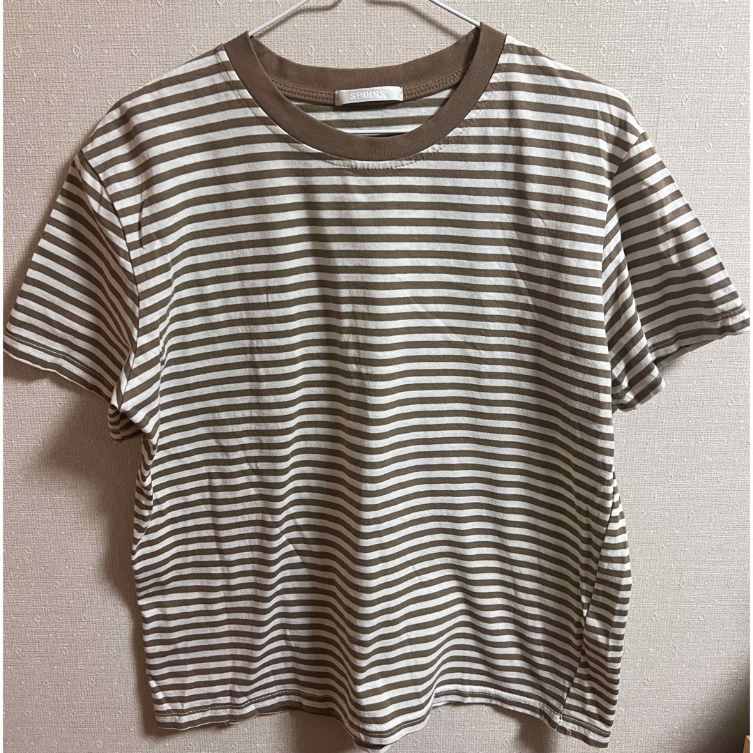 SPINNS(スピンズ)の【SPINNS】トップス Tシャツ ボーダー ブラウン×ホワイト レディースのトップス(Tシャツ(半袖/袖なし))の商品写真