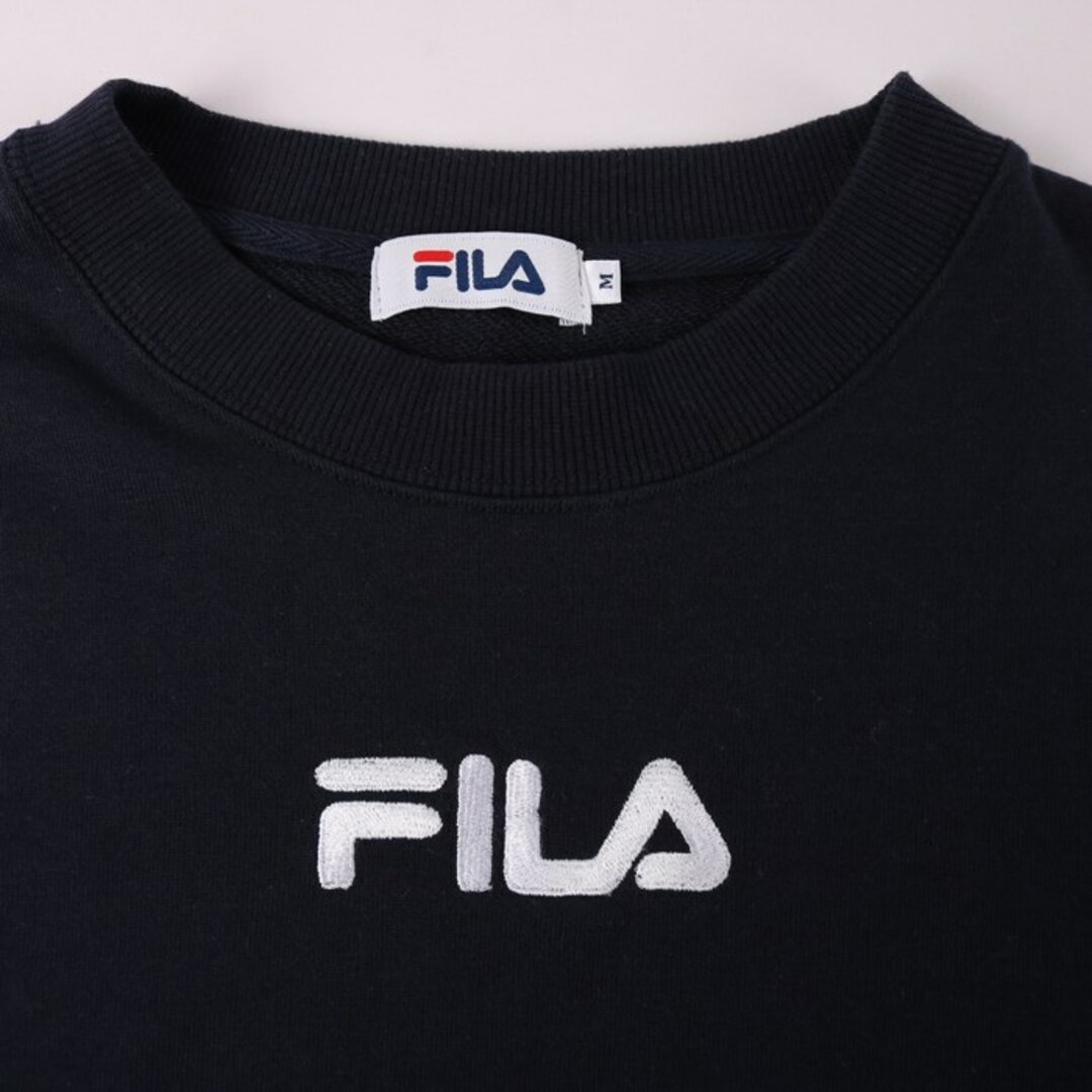 FILA - フィラ スウェット 長袖 丸首 トレーナー ロゴ刺繍 ボーダー ...