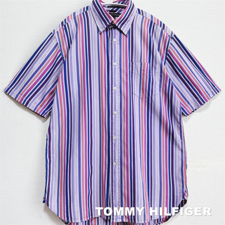 トミーヒルフィガー(TOMMY HILFIGER)の【TOMMY HILFIGER】80's双糸 胸刺繍ロゴ ストライプ BDシャツ(シャツ)