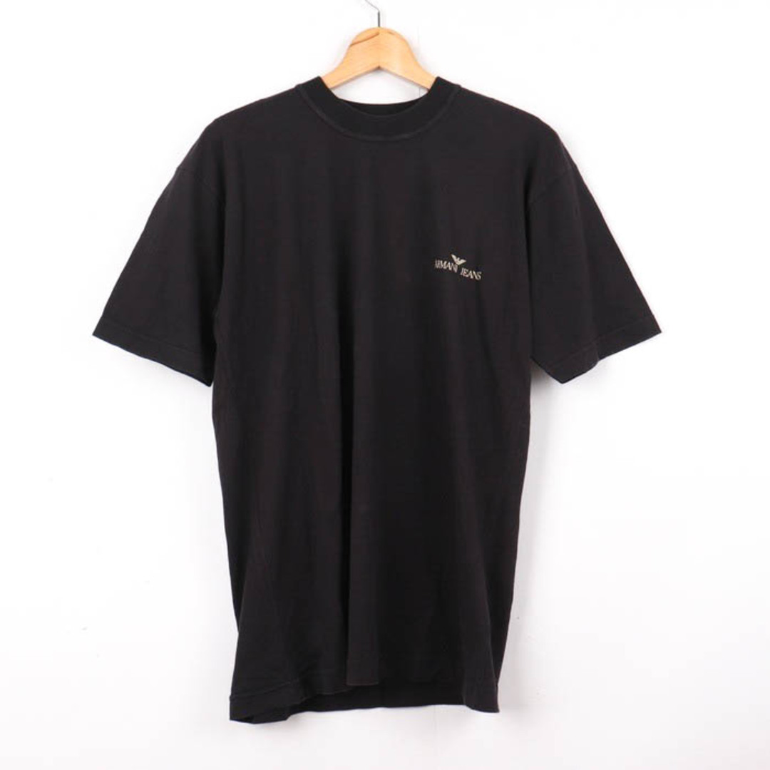 ARMANI JEANS(アルマーニジーンズ)のアルマーニ・ジーンズ Tシャツ 半袖 クルーネック ロゴ刺繍 イタリー製 コットン100％ トップス メンズ Sサイズ ブラック ARMANI JEANS メンズのトップス(Tシャツ/カットソー(半袖/袖なし))の商品写真