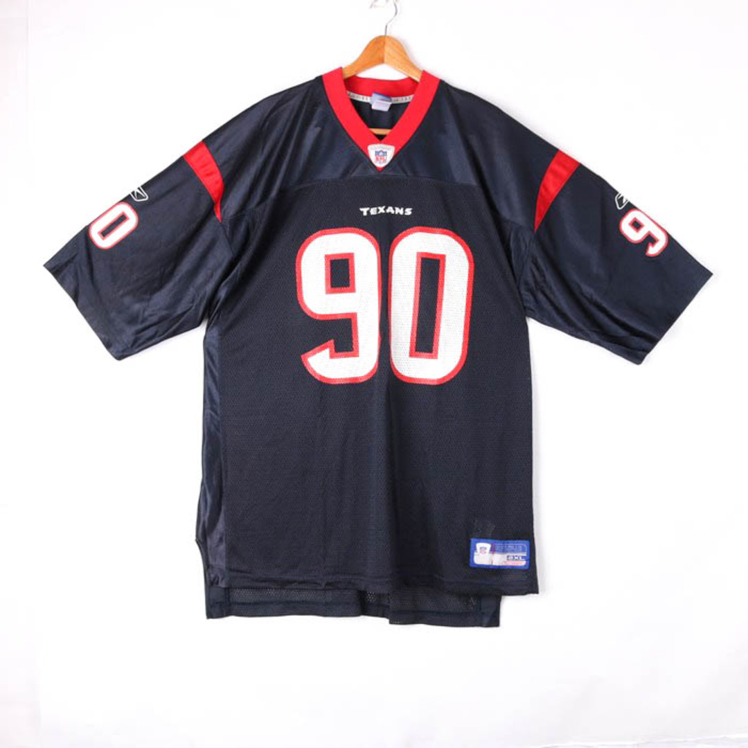 Reebok(リーボック)のリーボック Tシャツ アメフト ユニフォーム NFL テキサンズ #90 ゲームシャツ 大きいサイズ US 古着 メンズ 2XLサイズ ネイビー Reebok メンズのトップス(その他)の商品写真