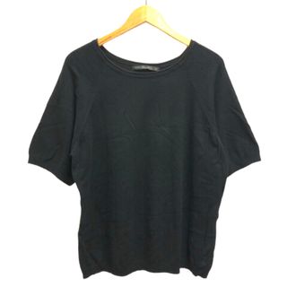 ザラ(ZARA)のZARA カットソー ニット クルーネック 半袖 薄手 S ブラック ※MZ(ニット/セーター)