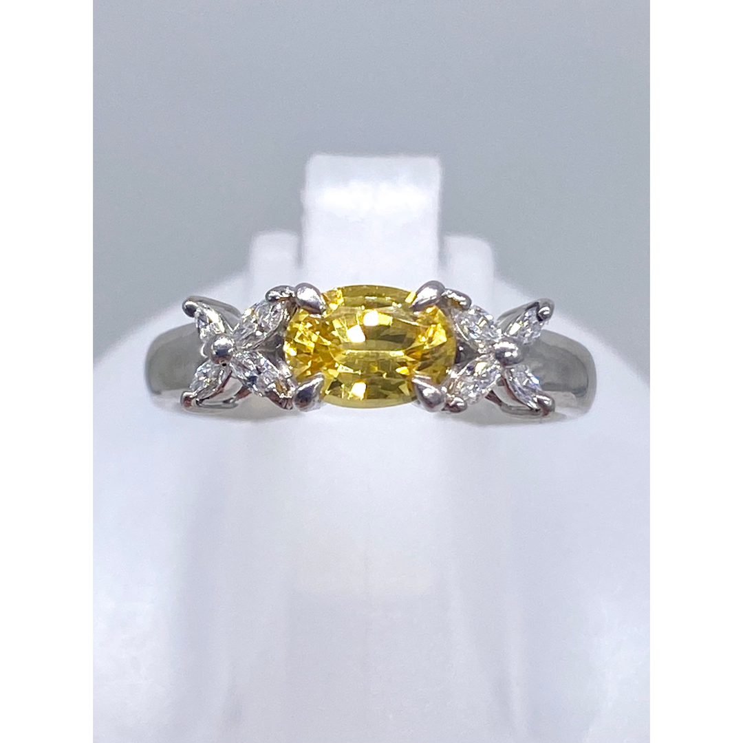 イエローサファイア 0.98ct / ダイヤ 0.18ct Pt900 リングの通販 by