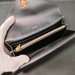 バーバリー レザー TBロゴ フラップ 長財布 財布 - 長財布
