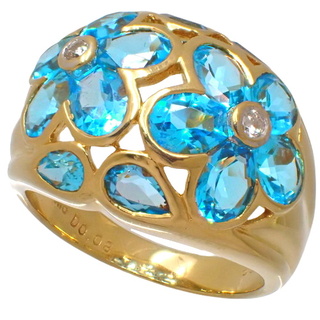 ノーブランドリング・指輪 トパーズ ダイヤモンド リング K18 イエローゴールド YG ゴールド金 ライトブルー水色 40802059952(リング(指輪))