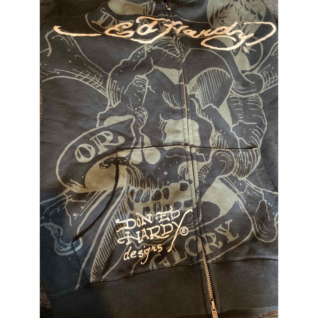 Ed Hardy フェアリーグランジy2k タトゥー ショート丈ジップパーカー