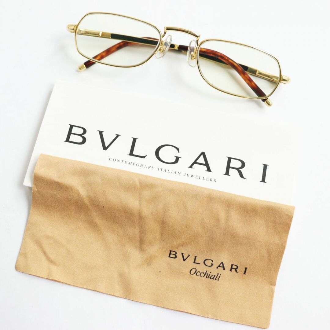 美品○BVLGARI ブルガリ K18 ロゴ入り 度入り メガネ/アイウェア