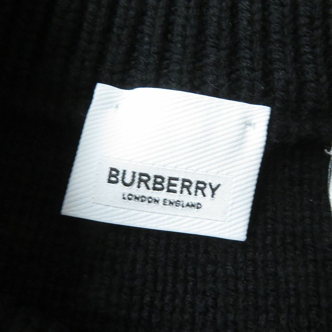 BURBERRY(バーバリー)の美品★正規品 バーバリーロンドンイングランド 8062252 ロゴ刺繍 クルーネック カシミヤ混 ニット／セーター ブラック×ホワイト XS 伊製 レディースのトップス(ニット/セーター)の商品写真