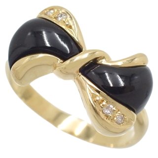 ノーブランドリング・指輪 オニキス リボン リング K18 イエローゴールド YG ゴールド金 ブラック黒 40802063978(リング(指輪))