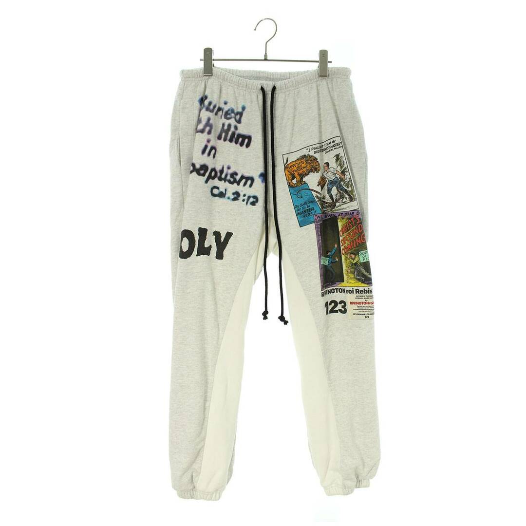 RRR123 RIVINGTON roi Rebis リヴィントンロイレビス BAPTISM SWEAT PANTS ヴィンテージ加工プリントスウェットロングパンツ グレー