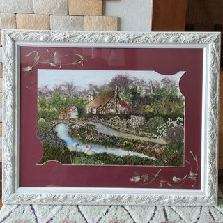 押し花アート♡癒やしの風景♡インテリア　額装　絵画　フラワー　ハンドメイド(絵画/タペストリー)