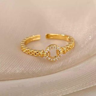 527 ゴールド リング  czダイヤモンド ジルコニア 韓国 結婚式 ドレス(リング(指輪))