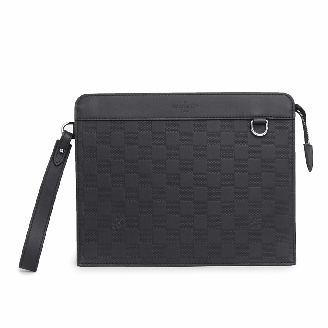 ルイ ヴィトン スタンド ポーチ クラッチバッグ ダミエアンフィニ レザー オニキスブラック 黒 シルバー金具 N60450 LOUIS VUITTON（新品・未使用品）