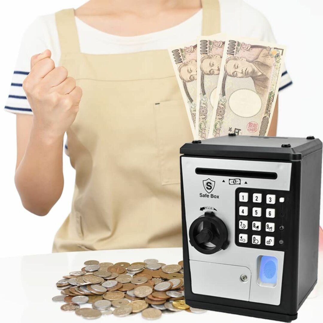 【色:BALCK/SILVER】指紋認証システムを真似たデザインを持つ貯金箱。解 6