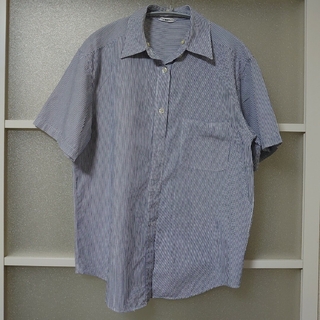レディース　ボーダー　半袖シャツ　Yシャツ　9号(シャツ/ブラウス(半袖/袖なし))