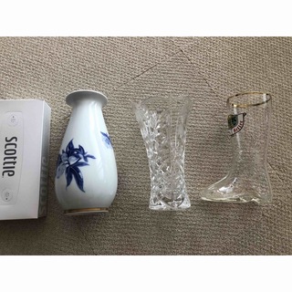 フカガワセイジ(深川製磁)のヴィンテージガラスブーツ花瓶Rosen Keller、深川製の花瓶とその他(花瓶)