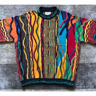 爽やかなカラー配色 芸術 90's COOGI リネン&コットン ニットセーター