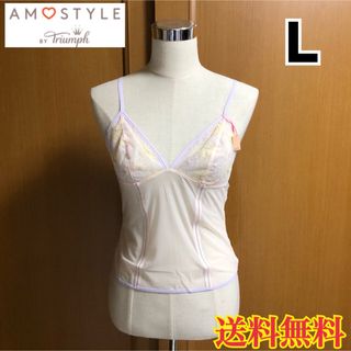 アモスタイル(AMO'S STYLE)の【新品】アモスタイル by トリンプ キャミソール ピンク 花柄 L(キャミソール)