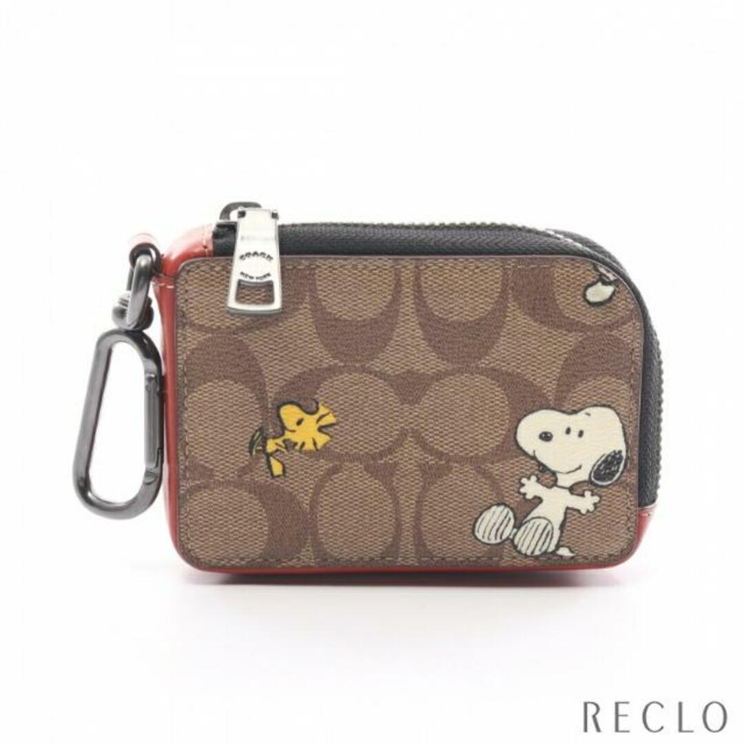 COACH(コーチ)のCOACH × PEANUTS スヌーピー Lジップ シグネチャー カードケース PVC レザー ブラウン レッドブラウン マルチカラー レディースのファッション小物(その他)の商品写真