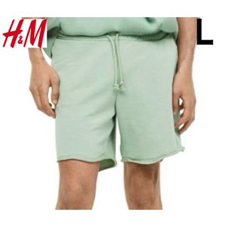 エイチアンドエム(H&M)の新品 H&M 切りっぱなし カットオフ スウェット ショートパンツ カーキ L(ショートパンツ)