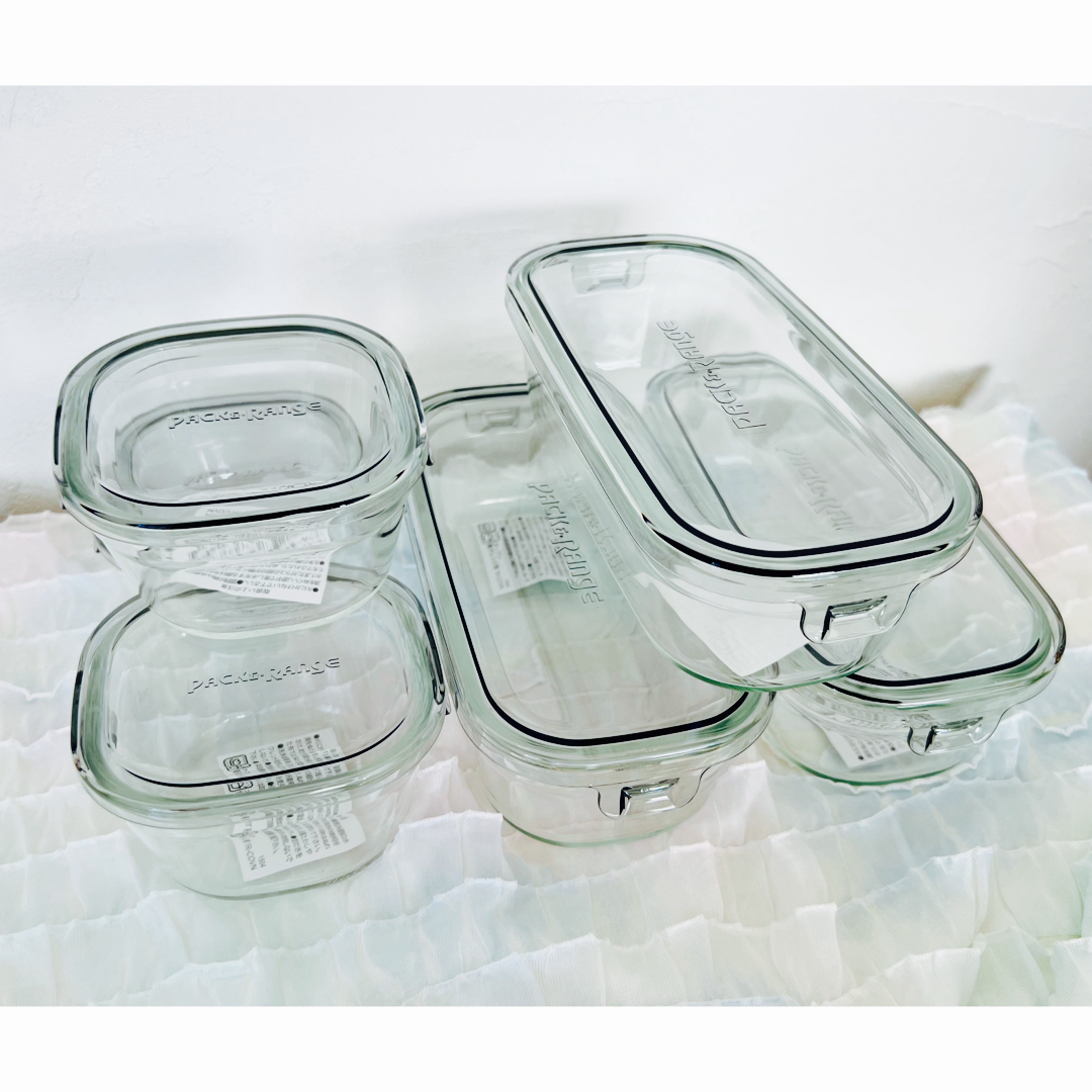 iwakiイワキ耐熱ガラス保存容器　クールグレー500ml×4