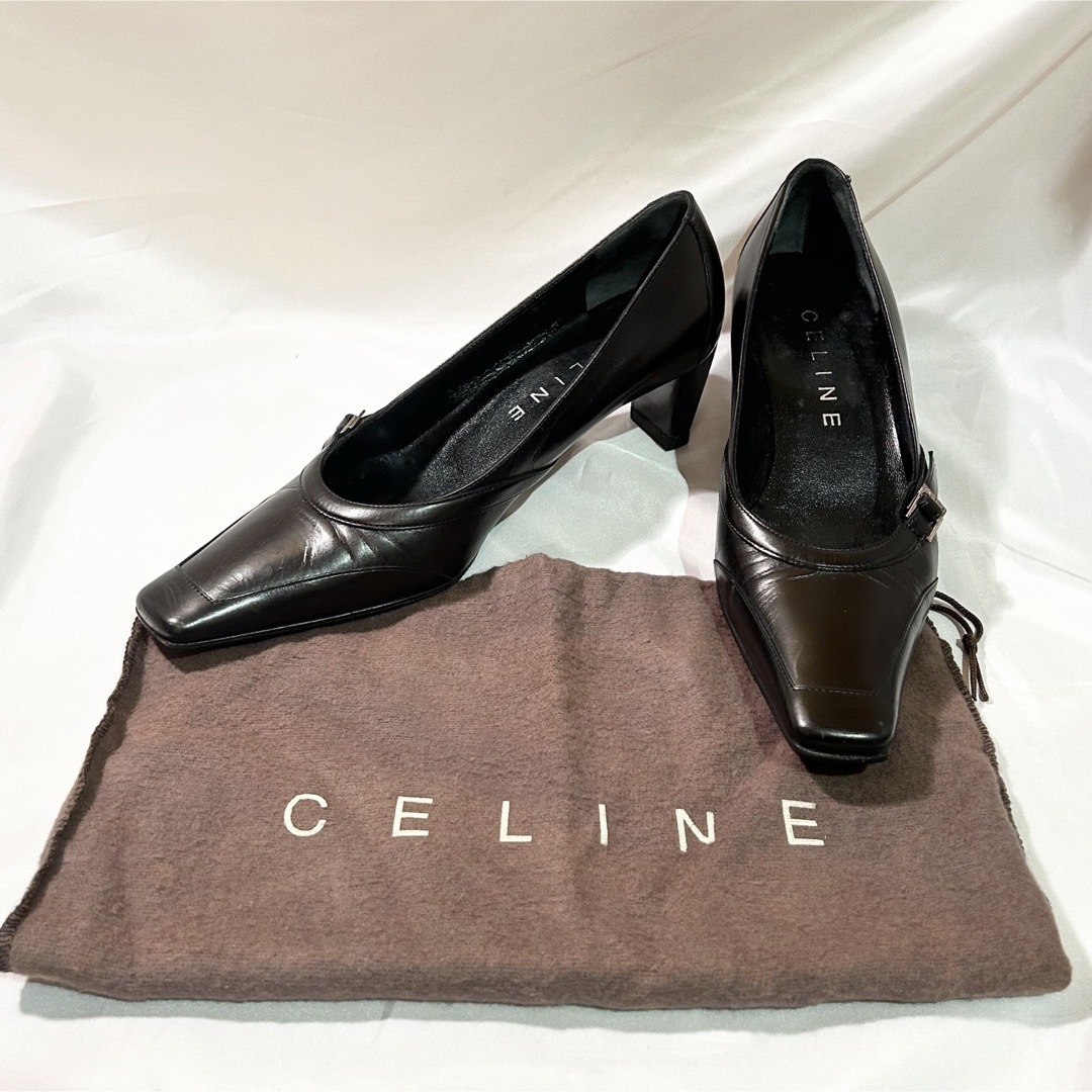 celine(セリーヌ)のセリーヌ◆黒ローヒールパンプス◆36.5 レディースの靴/シューズ(ハイヒール/パンプス)の商品写真