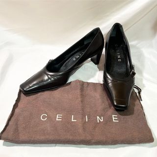 セリーヌ(celine)のセリーヌ◆黒ローヒールパンプス◆36.5(ハイヒール/パンプス)