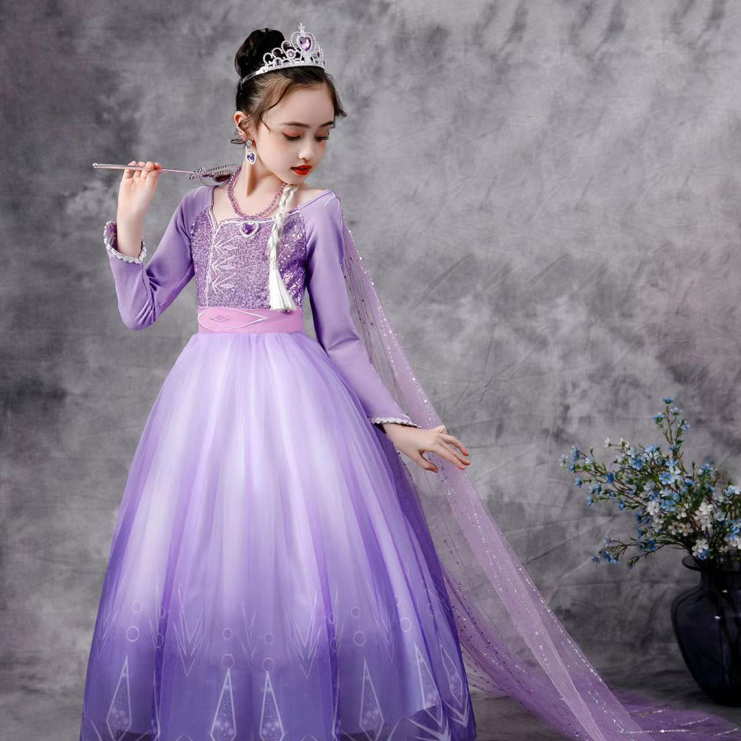CE9紫プリンセスドレス長袖コスプレドレスハロウィンドレス120サイズ