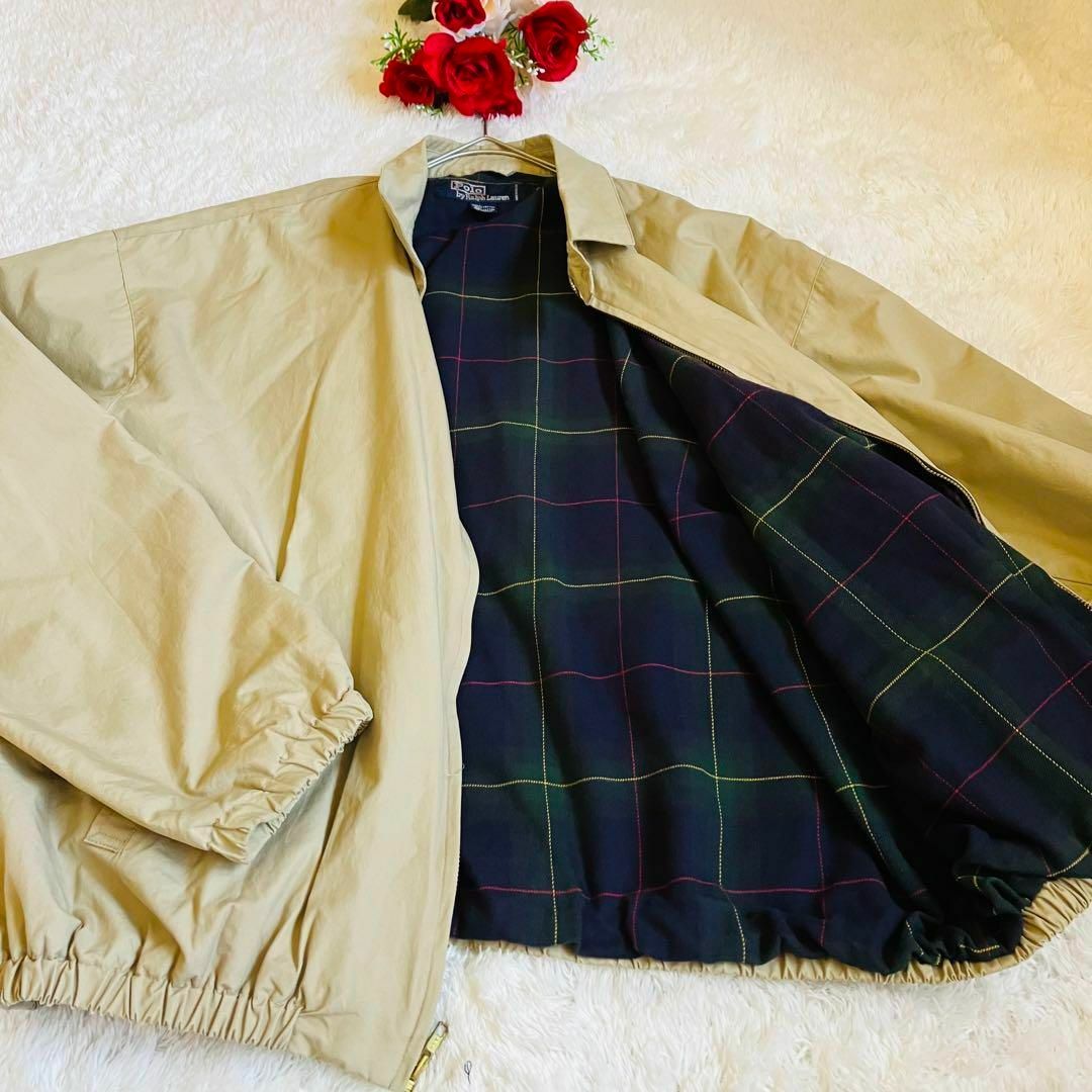 ラルフローレン ジャケット ブルゾン インナーチェック ベージュ 90s XL