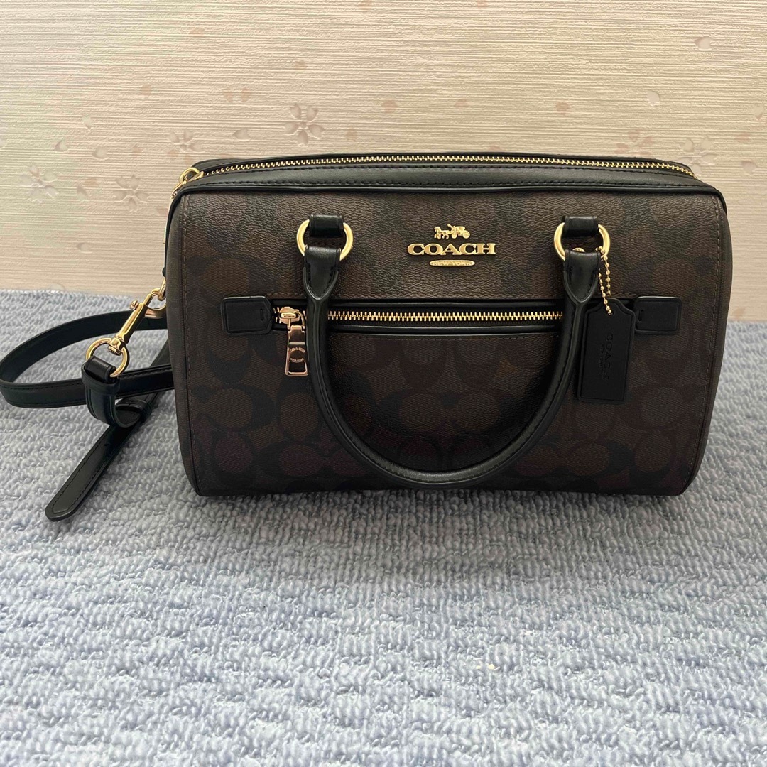 美品】COACH コーチ シグネチャー ミニベネット 2way ハンドバッグ-