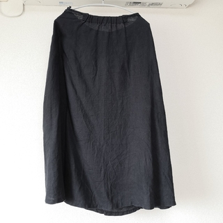 ムジルシリョウヒン(MUJI (無印良品))の無印良品 麻100% ロングスカート 黒 ブラック Mサイズ(ロングスカート)